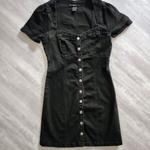 Forever 21 Black Puff Sleeve Sheath Mini Dress